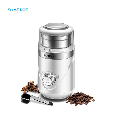 Café elétrico branco ajustável Bean Grinder Portable 10 ajustes com bacia de aço inoxidável