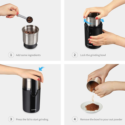 Moedor de porca elétrico Machine do pó fino 70g removível para o café Bean Nuts Garlic Sasil