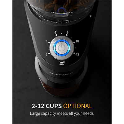 Luz azul de segurança de Burr Conical Grinder 2 a 12 do diodo emissor de luz do fechamento do escritório copos de máquina de café