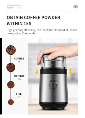 Café Bean Grinder Machine Removable Bowl Burr Grinder elétrico portátil da especiaria do milho