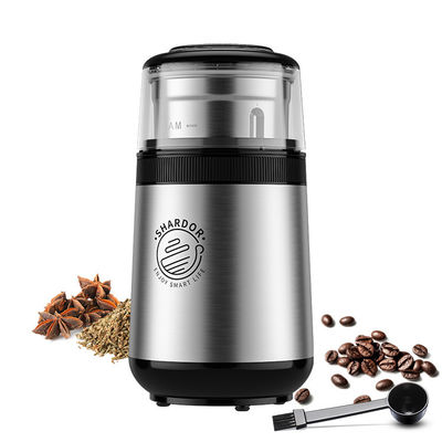 Máquina de prata removível do café de EU Plug Transparent Lid SS304 do moedor de café do pó médio