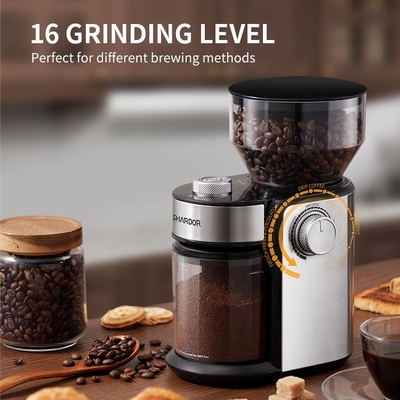 Fechamento de moedura Burr Flat Silver de Safty de 12 ajustes de Burr Coffee Grinder 16 elétricos da lâmina do copo