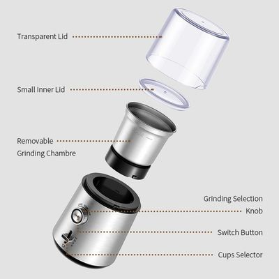 Máquina seca de Herb Grains Custom Grinder Coffee elétrica com um interruptor do botão