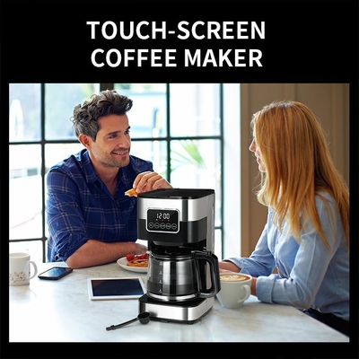 Máquina do café do gotejamento do tela táctil do OEM auto 10 copos programáveis com garrafa de vidro