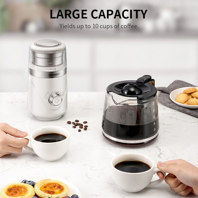 O moedor de café feito sob encomenda branco Coarse Fine Removable do cominhos da pimenta coloca o botão cronometrando