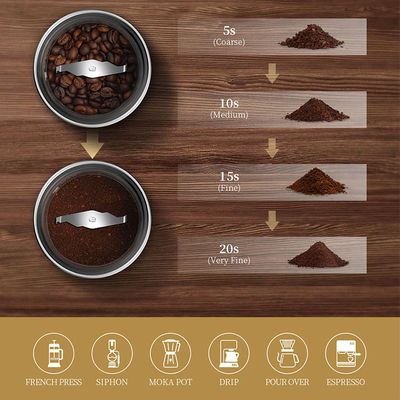Café transparente Bean Flat Burr Espresso Grinder do copo do fabricante de café SS304 do café da tampa