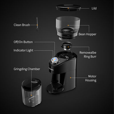 220 volts Shardor Burr Coffee Grinder cônico 150W de aço inoxidável com luz do diodo emissor de luz